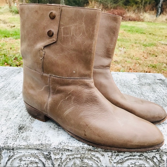 Vintage Taupe Leather Boots - Picture 2 of 8